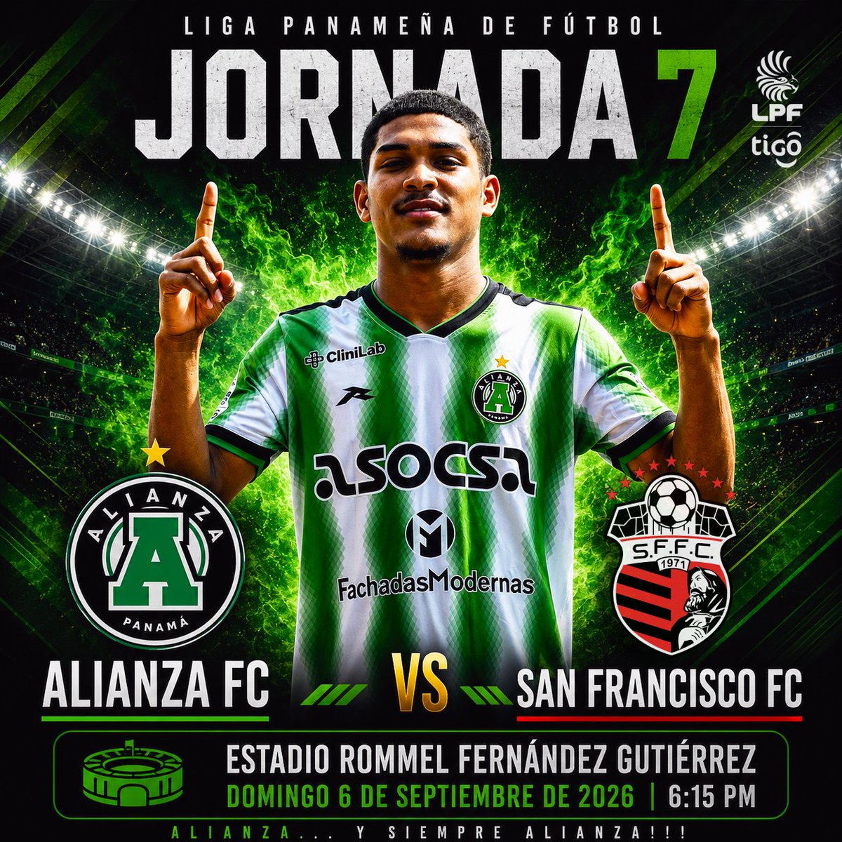 alianzafc's tweet photo. 𝗩𝗢𝗟𝗩𝗘𝗠𝗢𝗦 𝗔𝗟 𝗧𝗘𝗠𝗣𝗟𝗢 𝗘𝗟 𝗗𝗢𝗠𝗜𝗡𝗚𝗢
⚽️J7 @LPFpanama ɪɴᴛᴇʀᴄᴏɴꜰᴇʀᴇɴᴄɪᴀs

@alianzafc 🟢🆚 @sanfrafc_pa 🔴

🏟️Estadio Rommel Fernández G.
🗓️Domingo 6/sept.
⌚️6:15 pm
🎟️Entrada: $6 en taquilla y en https://t.co/ASMWjWMP3v 
🔥GRATIS: Niños hasta 14 años https://t.co/jpadyNMNV4