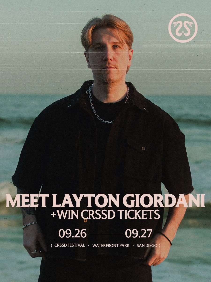 crssdfest's tweet photo. [GIVEAWAY] 🌿 We’re giving you a chance to meet @LaytonGiordani + win a pair of weekend passes to @crssdfest ✨

ENTER → https://t.co/xusYz4iKPY

Contest ends next Wednesday, 9/9 https://t.co/tjw0zIRrGc
