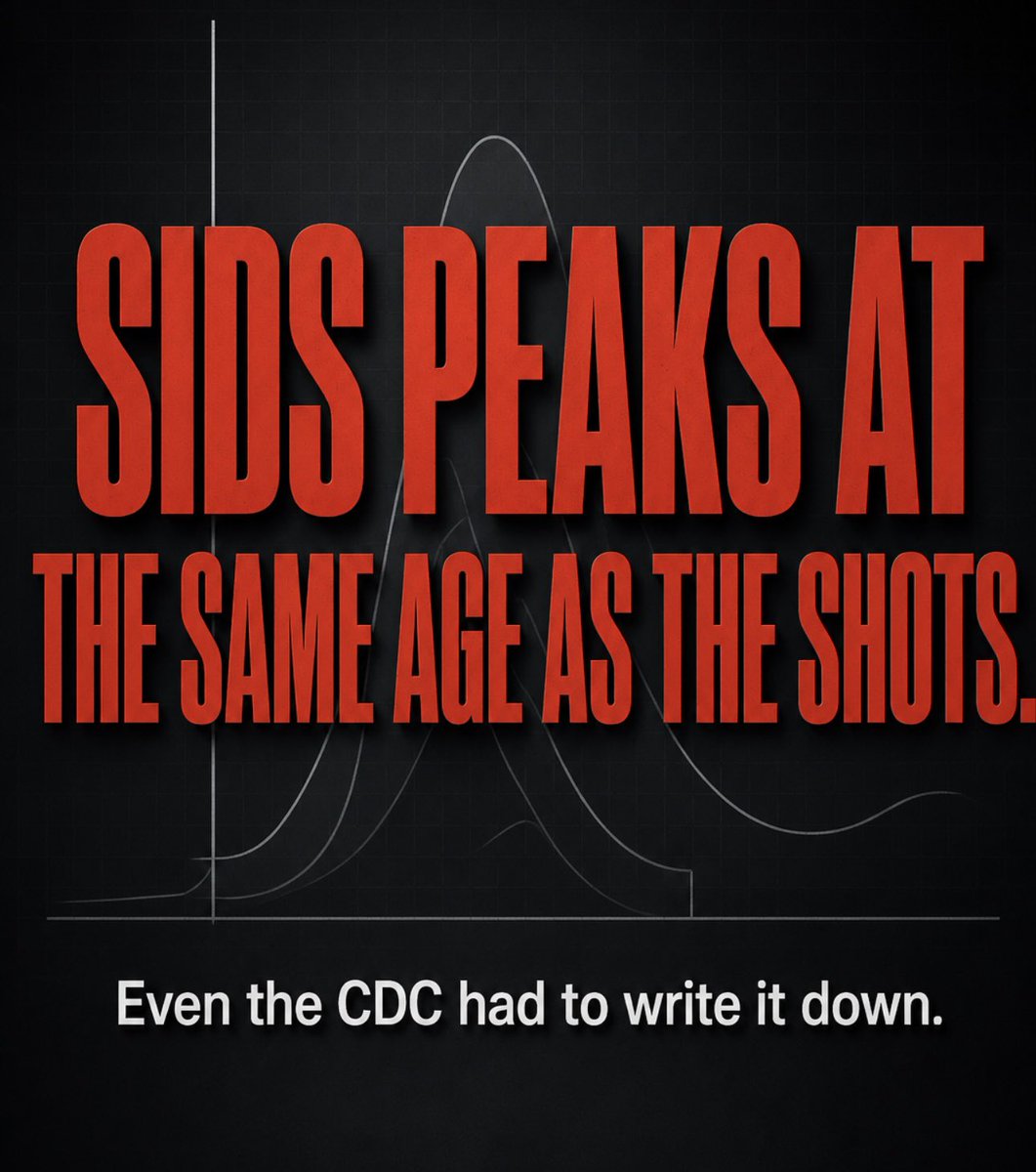 toobaffled's tweet photo. The peak age for SIDS is the same age they line babies up for the 2- and 4-month shots.

The CDC put it in writing themselves:

Babies get a pile of vaccines at 2 to 4 months. That is also the peak age for SIDS. People noticed. Then they told you to stop noticing.

In 2011 Miller and Goldman compared countries. More doses on the infant schedule. Higher infant death rates. The paper is still on PubMed Central. They did not shred it. They just hope you never open it.

A baby dies after a well-baby visit and the file says SIDS.
There is no box on the certificate that says vaccine.

In America the companies that make the shots were handed immunity in 1986. You do not get to take them to an ordinary court.
Mothers have been screaming this for decades.

They call it coincidence. They call it safe and effective. They call the parents crazy.

The timing did not change. The questions did not go away. Only the permission to ask them did!

https://t.co/897EUNBn33