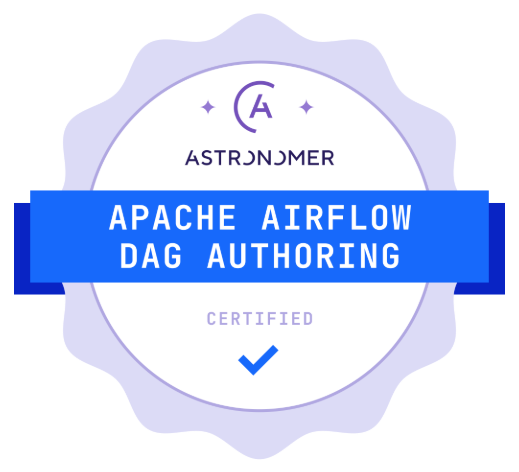 LuanComputacao's tweet photo. Mais um certificado, desta um de @ApacheAirflow  DAG Authoring,  pela @astronomerio.
Via @credly https://t.co/Fo3ByI37wf