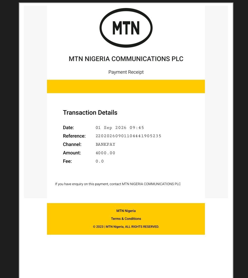 jayvybzofficial's tweet photo. @MTNNG I have sent you a direct message but no response, please I subscribed for a 15GB data bundle but didn't receive it. This is the receipt https://t.co/AsRlUE3m5J