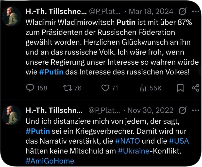 RZitelmann's tweet photo. Die Tasse "Nein, nein, Herr Zitelmann, das ist eine Lüge, in der AfD gibt es gar keine Putin-Fans, sondern nur Friedensfreunde." Und was ist mit dem hier? https://t.co/QxV1GrC0LX