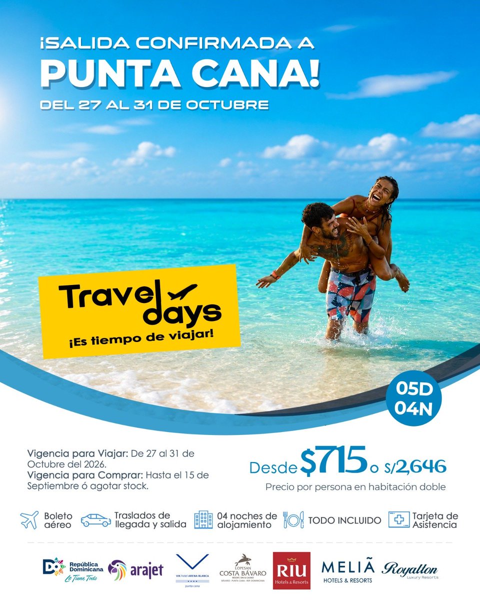 _TravelPartners's tweet photo. #TRAVELSALE ¡Salidas Confirmadas a Punta Cana! ❤️✨😍 https://t.co/8kimOlVjnj
