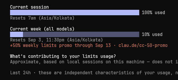 beyondwudan's tweet photo. Something changed with Claude Code limits, back then it was using 12.5% per 5h session... https://t.co/8L6GCi7oAJ