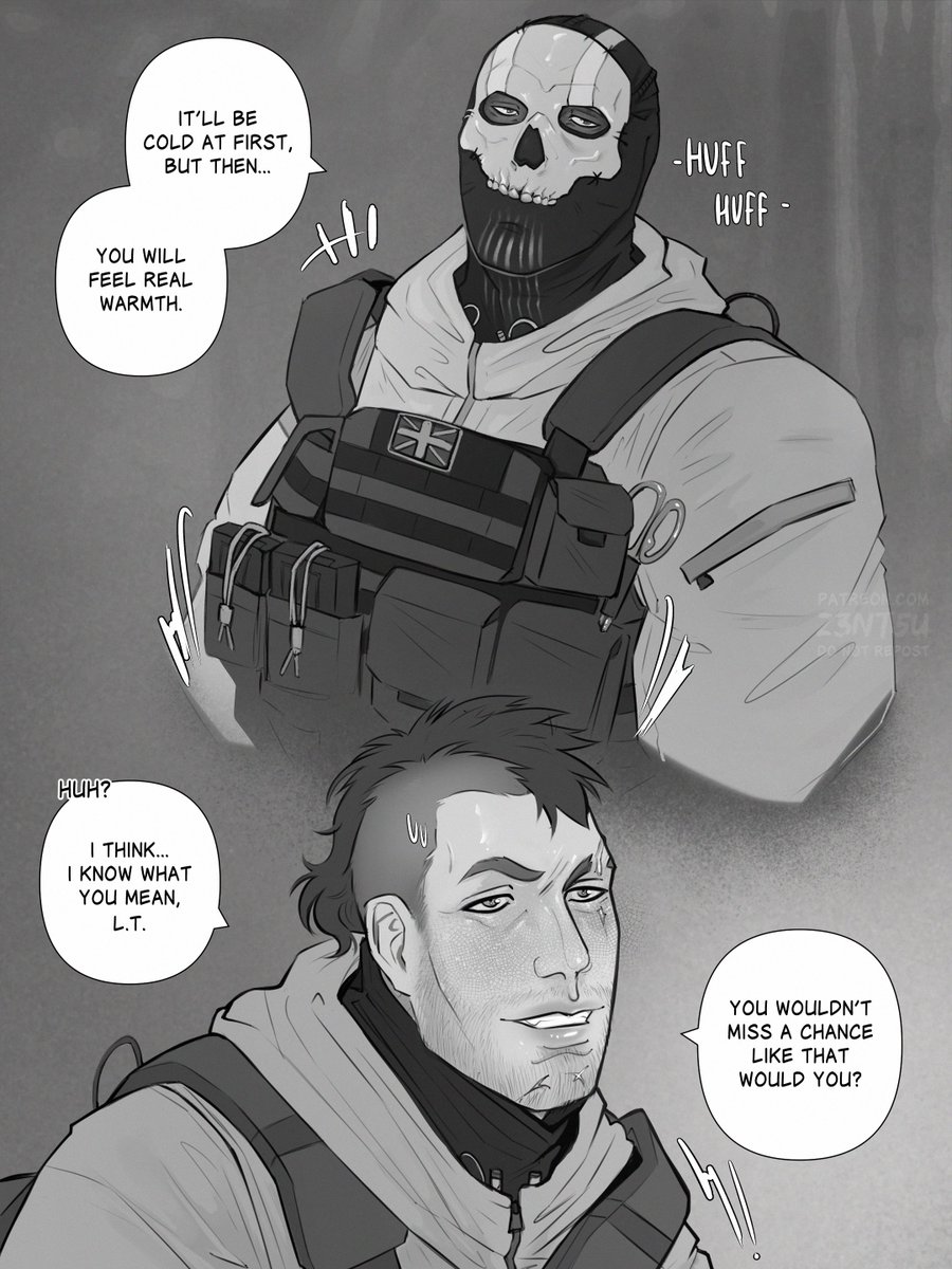 zentsuz3ni's tweet photo. Page 1-2/7
One of my older comics, but I still really love it. It’s one of my first 🌶️ comics featuring Soap and Ghost 💀🧼

#callofduty #ghost #soap 

If you’d like, you can find it on my Patreon in the older posts✨ https://t.co/p4hKMMpEY8