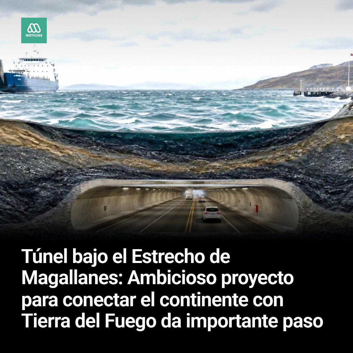 meganoticiascl's tweet photo. 🔴 Un importante paso dio el proyecto que busca unir el continente con Tierra del Fuego, el cual contempla un túnel bajo el mar para cruzar el Estrecho de Magallanes. https://t.co/cw4Mp4XQnp