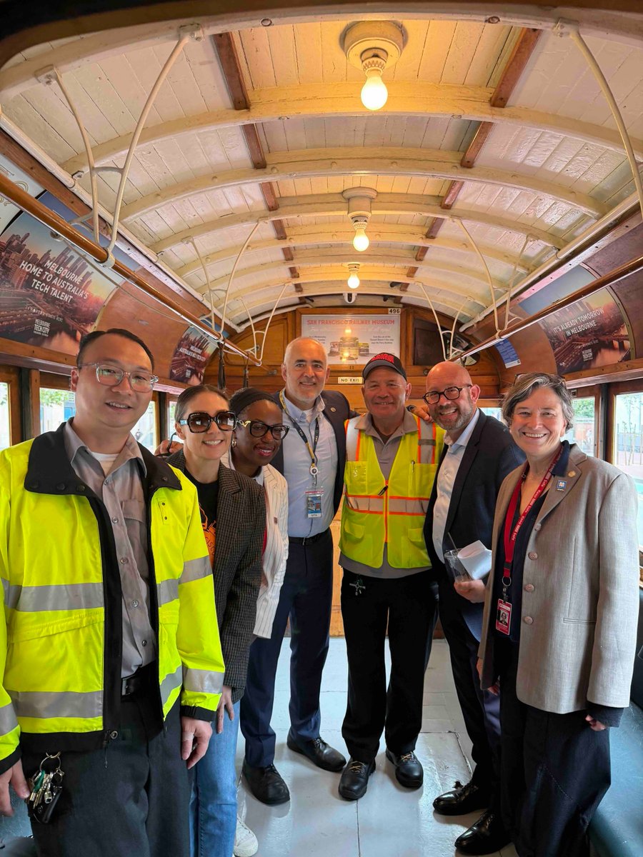 SFTRU's tweet photo. Before our Kickoff Rally, we joined transit leaders on a ride to City Hall on the historic Melbourne streetcar. We love any opportunity to appreciate our historic fleet and can't wait to see more of it this Transit Month! https://t.co/juJOTNFZ5U