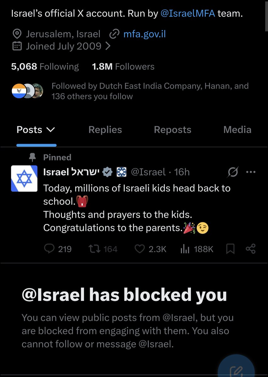 TheSonOfPersia's tweet photo. @Israel blocked me.
That’s the strongest confirmation you can get that you’re on the right side of history. https://t.co/5TOeOpI6QP