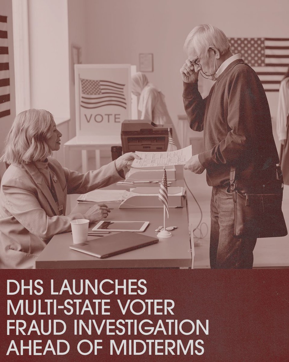 ProgressForNV's tweet photo. The Department of Homeland Security is launching a coordinated voter fraud investigation surge beginning Tuesday, September 1, 2026. With the midterm election right around the corner, this is weaponizing the investigation process to sow doubt in our proven safe &amp; secure elections https://t.co/k7o9qNFuQl