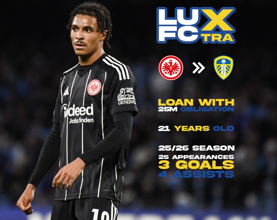 LUFCXtra's tweet photo. 🚨Leeds United have announced the signing of Jean-Mattéo Bahoya from Eintracht Frankfurt after completing his medical and finalising the documents within the extra time made possible with a deal sheet.

#LUFC https://t.co/lImgnR2Mql