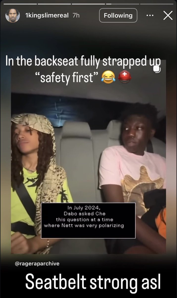 cuhslatt's tweet photo. marrgielaa is hilarious why he clowning che for wearing a seatbelt 😭😭😭 https://t.co/ncwe6C95Qd