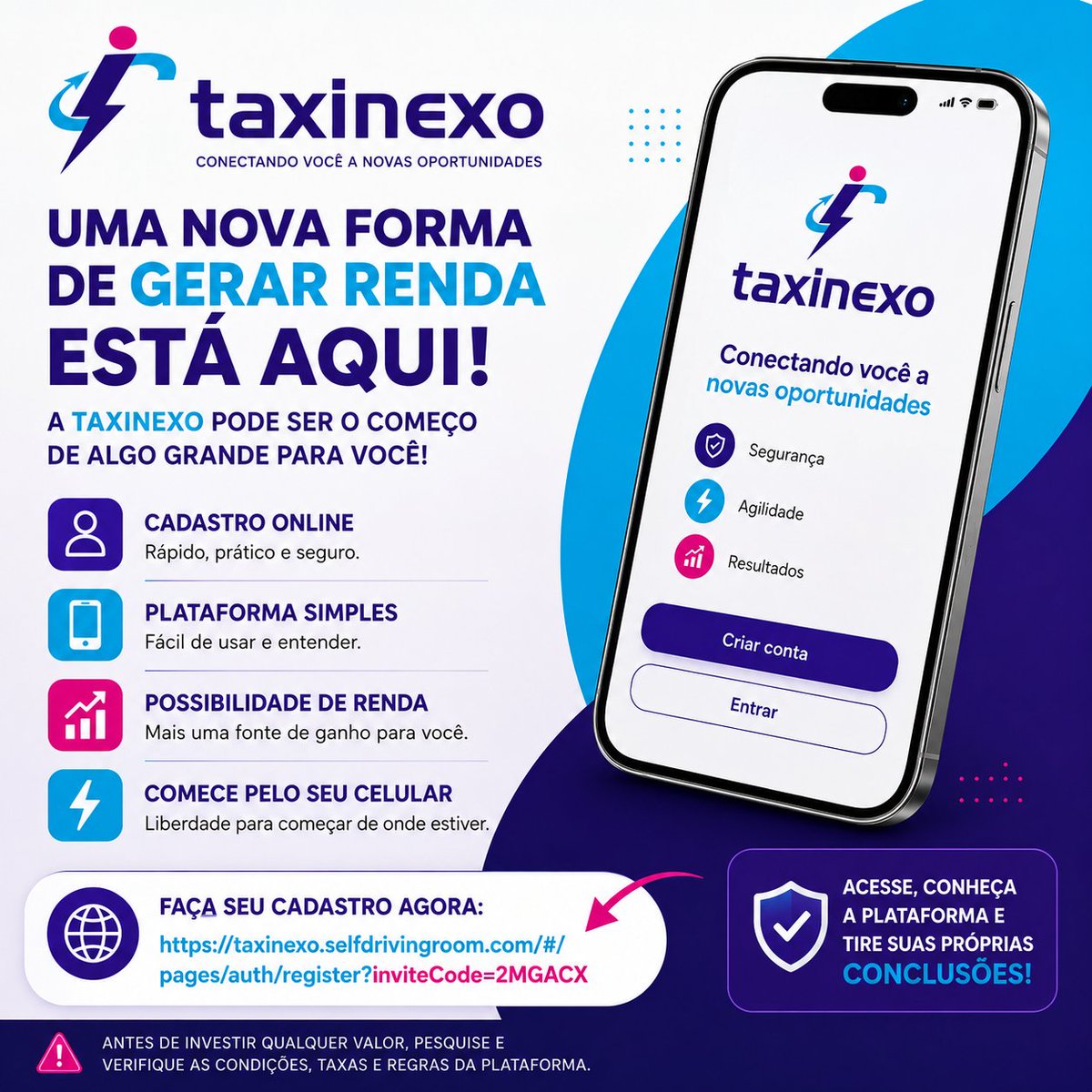 Fernandes_OC8's tweet photo. 🚀 QUER UMA NOVA OPORTUNIDADE DE RENDA?

Conheça a Taxinexo e veja como funciona essa nova plataforma! 💰📲

✅ Cadastro online
✅ Plataforma simples de usar
✅ Possibilidade de gerar renda
✅ Comece pelo seu celular

👉 Faça seu cadastro pelo link abaixo:
https://t.co/cFuZ6TeZWR https://t.co/yRharSDOLM