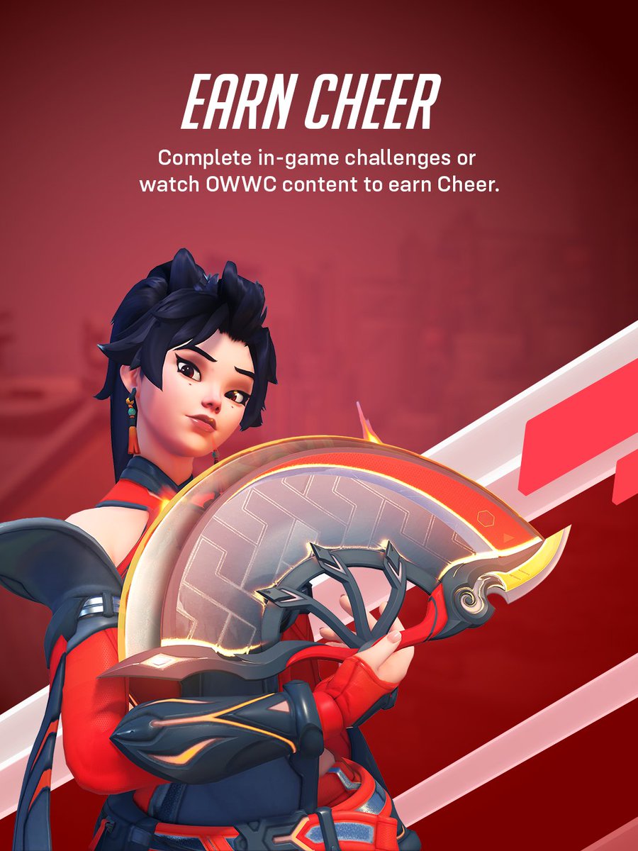PlayOverwatch's tweet photo. Rep your World Cup Conference. Earn new World Cup rewards. 🏆

🎟️ Earn Cheers by playing or watching OWWC content
🗳️ Give Cheers to AMER, EMEA, or ASIA
🎁 Progress tracks to unlock conference-themed rewards

Celebrate the lead-up to BlizzCon with the World Cup Cheer Rally Sep 1-14.