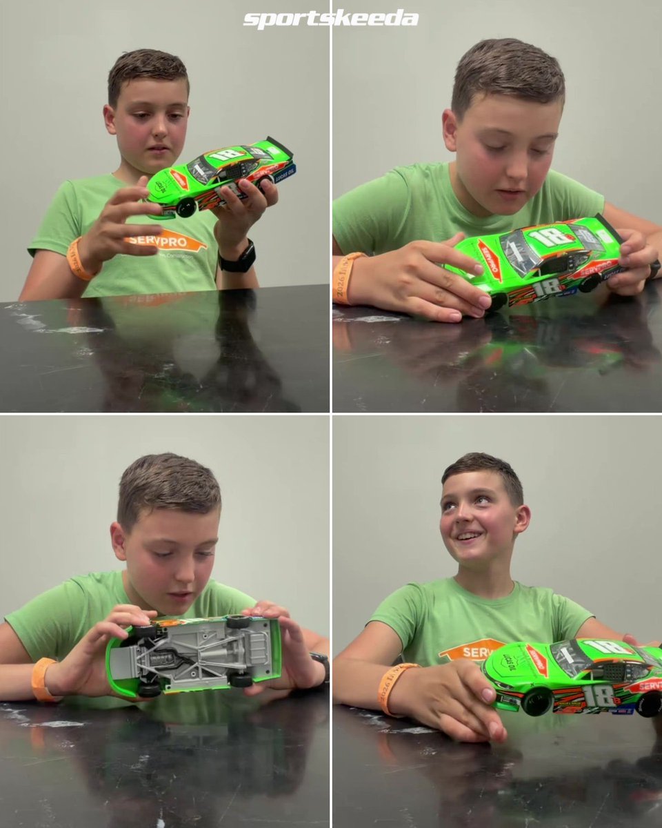 NASCARatSK's tweet photo. Brexton Busch was so happy seeing his FIRST ever diecast 🥹
#NASCAR #KyleBusch #BrextonBusch https://t.co/uIcfhA3nA6