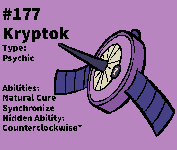 NamakoBussey's tweet photo. Meet Kryptok and Senginel, two more artificial Pokémon found in the Yokito region! Kryptok helps with telling the time and observing outer space, while Senginel helps with everyday labor!
#Fakemon https://t.co/kwSPevE6np
