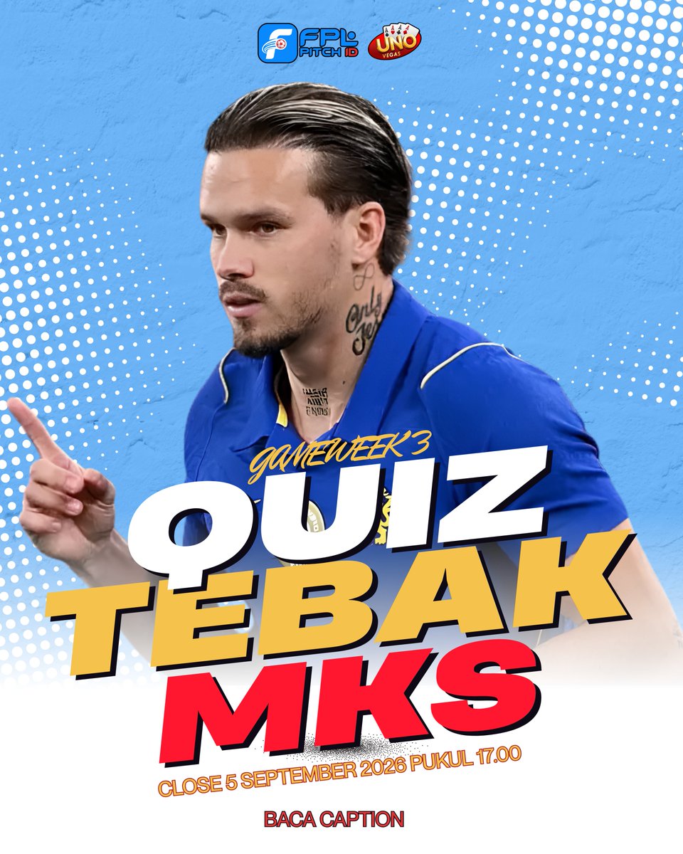 FPLPitchID's tweet photo. GAMEWEEK 3: QUIZ TEBAK MKS Saatnyauji wawasan bola kamu dan menangkan hadiah chip gratis yang bisa langsung di-WD! Tersedia total hadiah untuk 5 orang pemenang masing-masing senilai Rp 40.000 + KAOS Langsung ke FACEBOOK saja ya guys : https://t.co/7EmpIsM19h https://t.co/YNSBB3M22F
