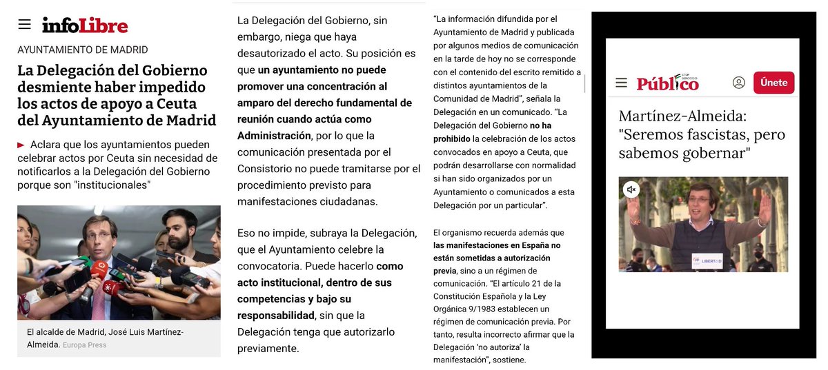VerVerazX's tweet photo. La Delegación del Gobierno desmiente haber impedido los actos de apoyo a Ceuta del Ayuntamiento de Madrid.
Aclara que los ayuntamientos pueden celebrar actos por Ceuta sin necesidad de notificarlos a la Delegación del Gobierno porque son "institucionales"
https://t.co/2OzEJ1OvJZ https://t.co/cnBdSHXuZh