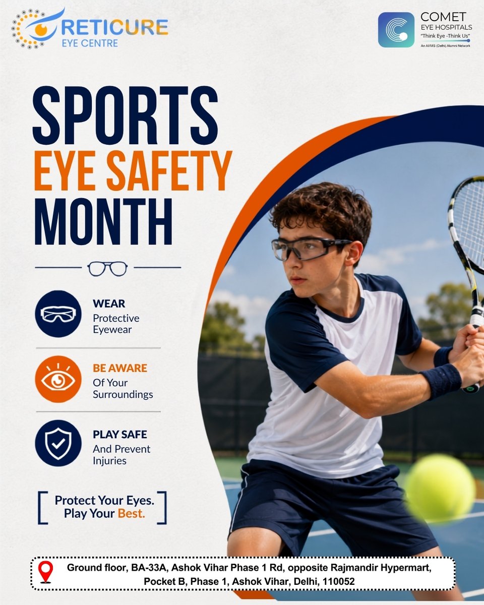 reticure_'s tweet photo. Your eyes help you follow movement, maintain coordination, and respond quickly during sports. Give them the protection they deserve. 

Contact us on: +91 9773970878

#sportseyesafety #eyehealth #sportsafety #protectyourvision #reticureeyecenter https://t.co/ti8fDGebbA