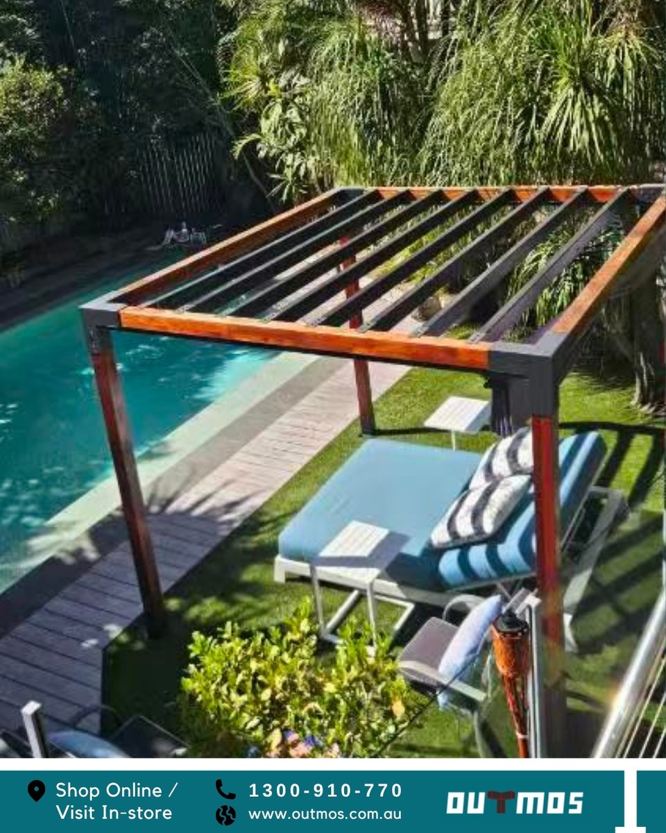 OutmosPergola's tweet photo. POV: you built this. Poolside. With your own hands. 🪵Rich timber, black Outmos brackets, and suddenly your pool area looks like it belongs in a magazine. The brackets handle the engineering, and you bring the vision.✨
.
.
.
.
#outmos #outmospergola #pergolakits #diypergola https://t.co/mZFwMg4xXE