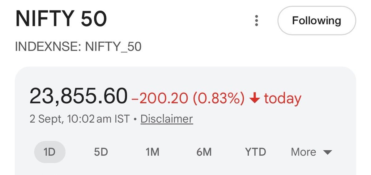 mainbhiengineer's tweet photo. Remember how CJP protest was initially made fun of with

> Those Instagram followers are fake and Bangladeshi, Pakistani
> No one will come on ground to protest
> LOL 22M followers on instagram, 50 people at Jantar mantar...

It was ignored and made fun till the time it gone over the head and now Govt is bending over and accepting all their fair and unfair demands in pressure.

Same thing will happen to market.

> FIIs are continuously leaving but FM thinks that it doesn't matter.
> Traders, investors are crying under the pressure of increased tax, but policymakers think that they're helping retail traders by collecting more stt
> STCG and LTCG are continuously increased but FM thinks that she is doing it to make taxation simpler
> Real Inflation is at altogether at different levels than shown in data.

Market is continuously falling after 7.8% GDP numbers but no one will accept the truth until it goes over the head just like in CJP/Students protest case.
