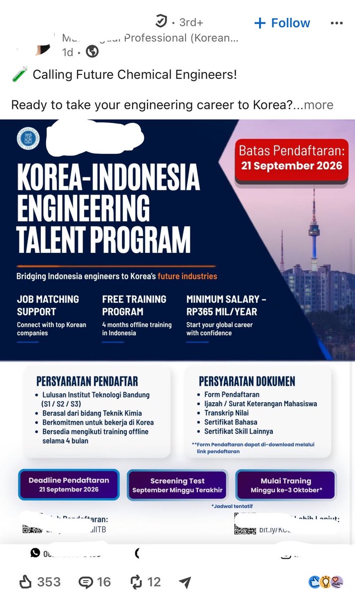jasontoddreveng's tweet photo. Ini kok ada Talent Program min. salary 365jt, tapi Syaratnya HARUS LULUSAN ITB?
emangnya anak ITB doang yg boleh berhasil?

Lulusan kampus lain dngn portofolio gila2an gadikasih kesempatan hanya karena nama kampus

Apakah ini nepotisme berkedok almamater? https://t.co/oDyuOfVeZc
