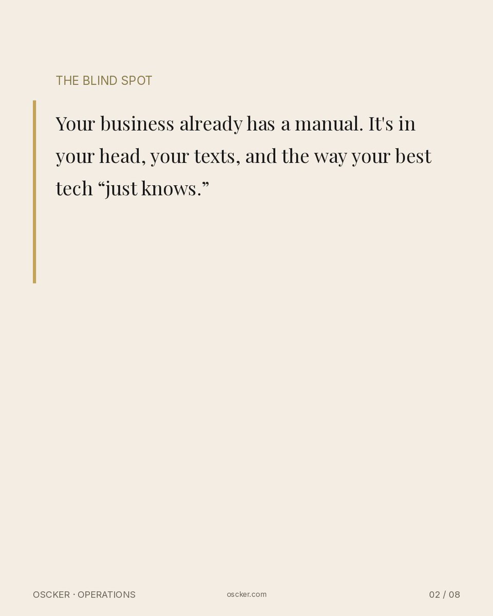 OsckerOps's tweet photo. If it slows down when you leave,

you don't own a business.

You own a job.

Buyers already priced that in.

Thread. https://t.co/fQZEcnXKoZ