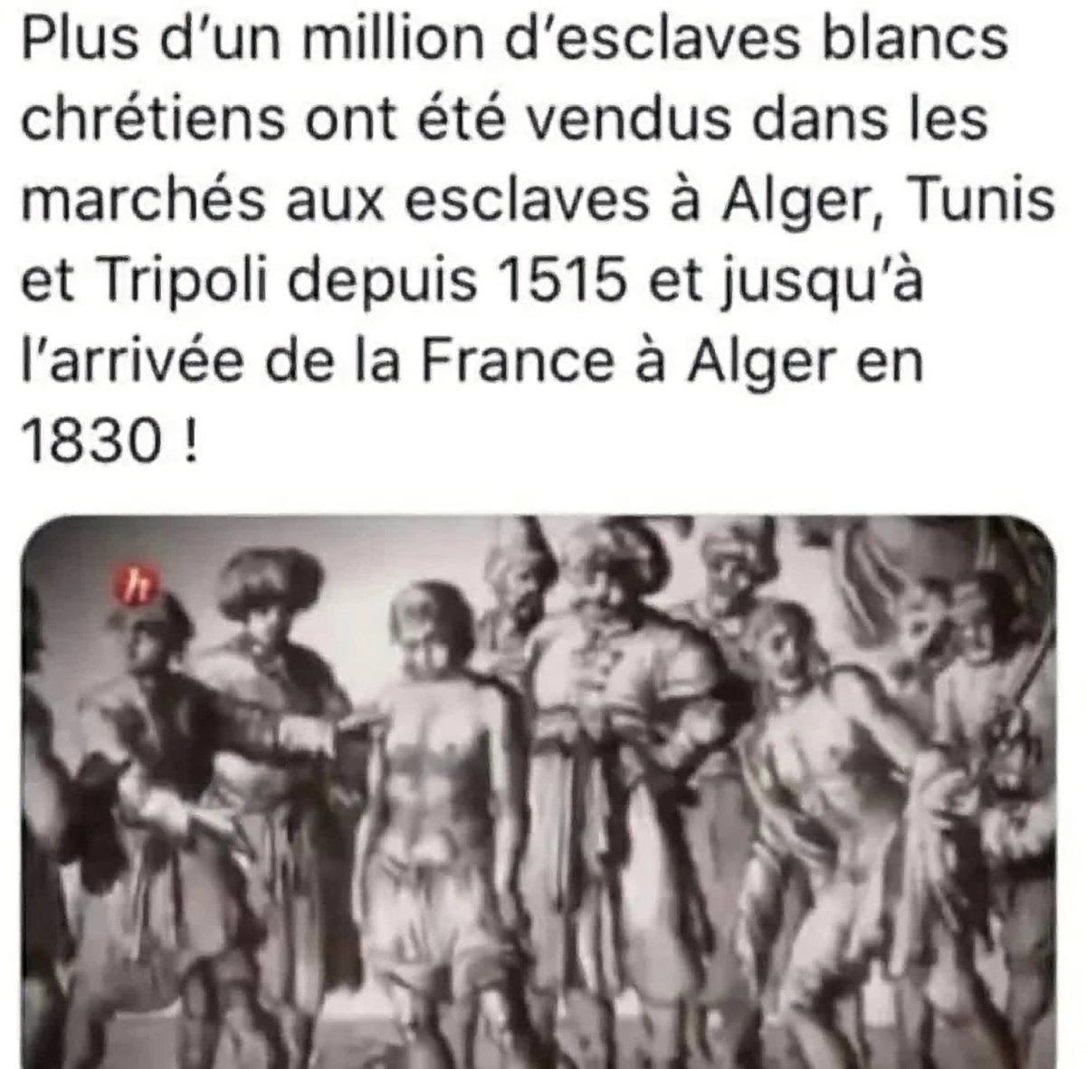 lebongustavepsy's tweet photo. @Valeurs Du VIIIe siècle à 1830 avec le débarquement français et la prise d'Alger, les Français ont été victimes du trafic d’esclaves menés par troupes arabo-berbères (Sarrasins ) et les corsaires barbaresques basés dans les régences ottomanes d'Afrique du Nord (Alger, Tunis, Tripoli)... https://t.co/K66EJVIvVO