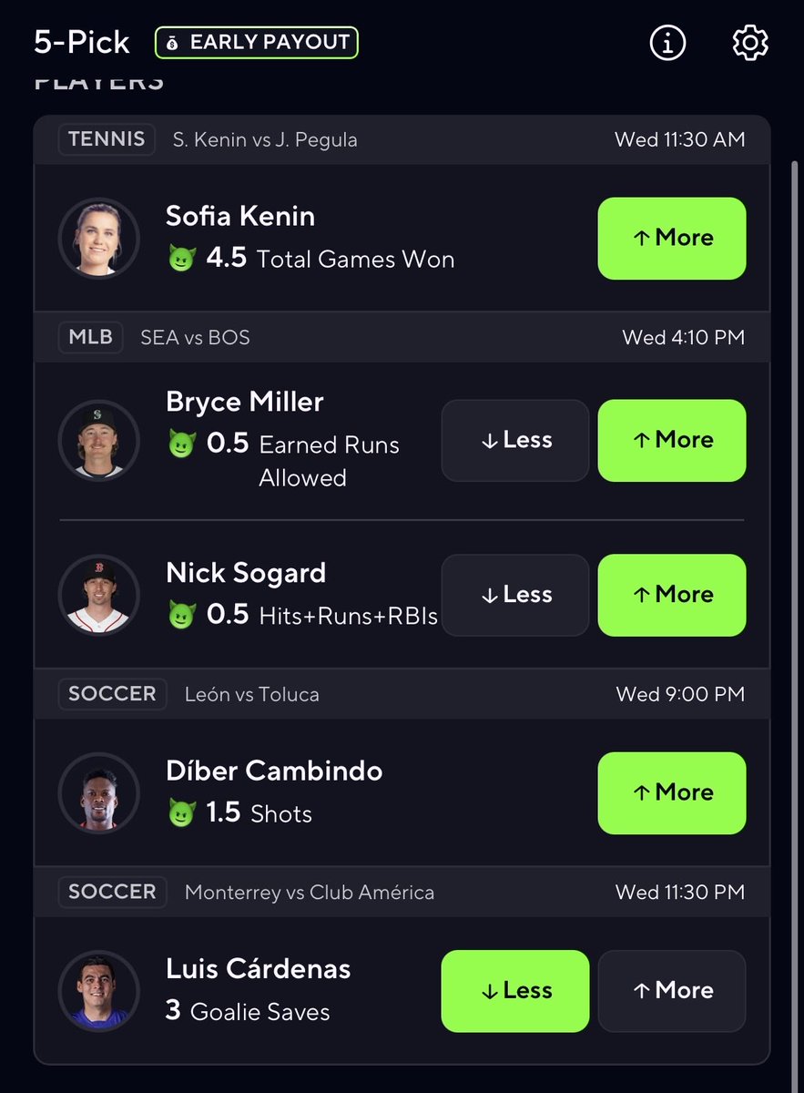 cgbb44's tweet photo. Todays 5 leg prop real confident lets eat✅💲💲Ⓜ️ #tennis #mlb #soccer #sportsbetting #fyp #explore #Gambling𝕏 #freeparley #prizepicks https://t.co/xprnnMkFzN