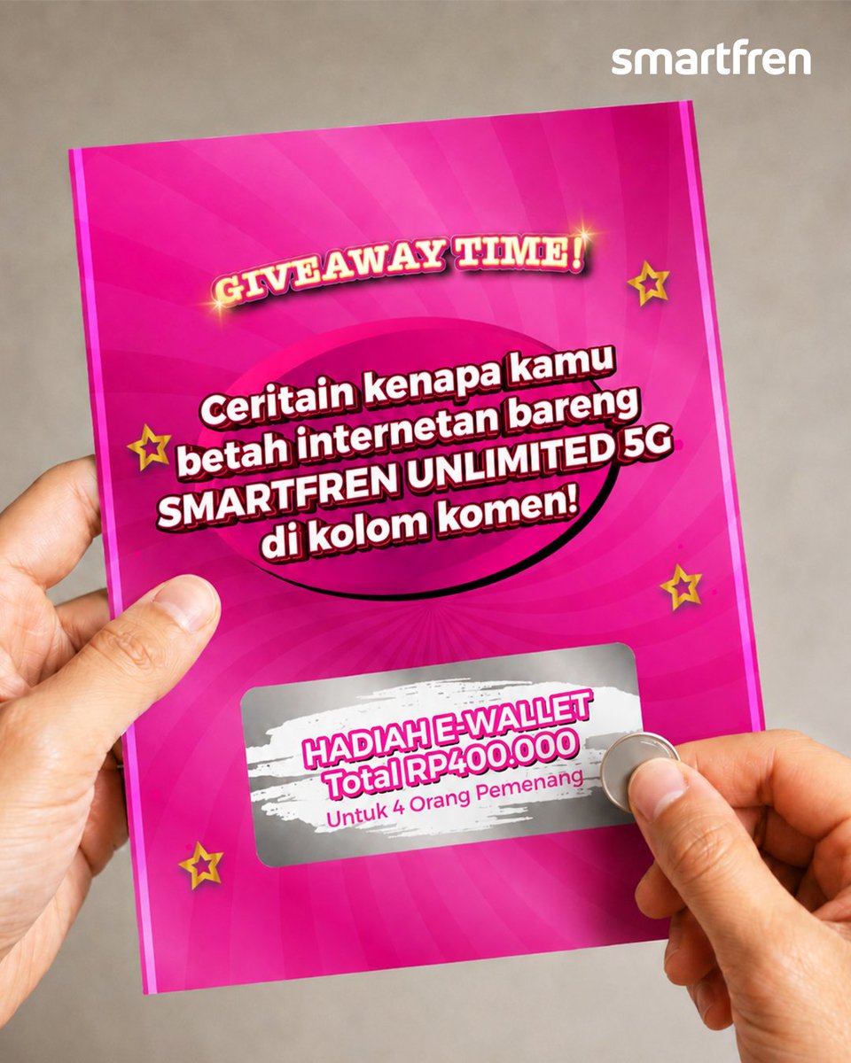 smartfrenworld's tweet photo. MASA IYA GA IKUTANNN?

Langsung aja kasih jawaban kamu di komen ya! Jangan lupa tag @smartfreworld dan 3 temen kamu, pakai hashtag #SMARTFREN #JagoanSinyalSeIndonesia dan #UNLIMITED5G !

Minfren tunggu sampai tanggal 8 September ya! https://t.co/FuanRCKQjy