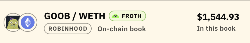 froth_meme's tweet photo. Post-launch, the solana:HtEy3hN87RvDcW5RMa8XuC56JwXELcfKRm8HLwSHpump credit market has $1544+ in liquidity.

This can be immediately used to leverage long or short the new Robinhood memecoin.

Only possible through Froth and @PunchMarkets. https://t.co/KuzEAmGZFh