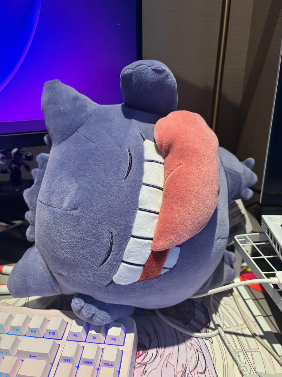 SkkoStudior's tweet photo. 友達からゲンガーをもらいました！本当に気に入っています。すごくふわふわで柔らかいです！#ポケモン #ポケモンコレクション  #ぬいぐるみ https://t.co/6GzGrQOyog