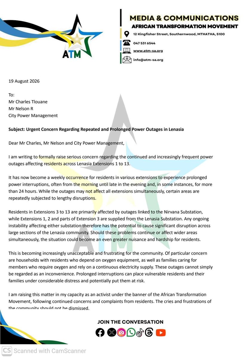 PriyaRanchod's tweet photo. @CityPowerJhb On 19 August 2026, I sent a formal letter to the CP Acting CEO, Lenasia SDC, and EXECO. The silence since then is disappointing. Residents deserve accountability, engagement, and respect. #Accountability #LenasiaCommunity @ZungulaVuyo @ATMovement_SA @ZamaNtshona https://t.co/1Zldq1ws2m