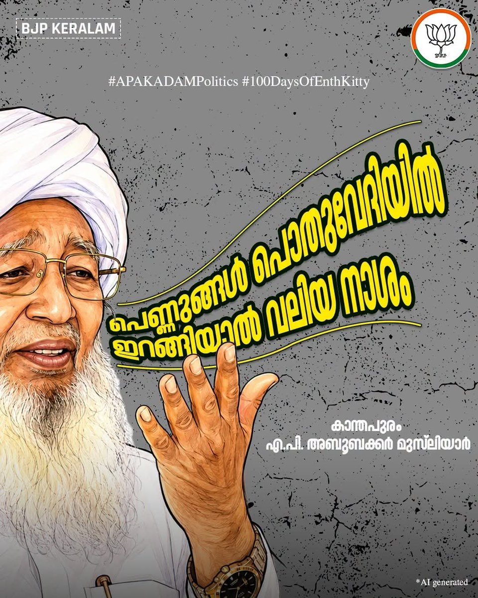 a_abdullakutty's tweet photo. കാന്തപുരം ഉസ്താദിൻറെ സ്ത്രീവിരുദ്ധ പ്രസ്താവനയിൽ പ്രതികരിക്കാത്ത വി ഡി സതീശനും സംഘവും ആധുനിക ലോകത്തിന് അപമാനം
@vdsatheesan https://t.co/RYDMxb35OX