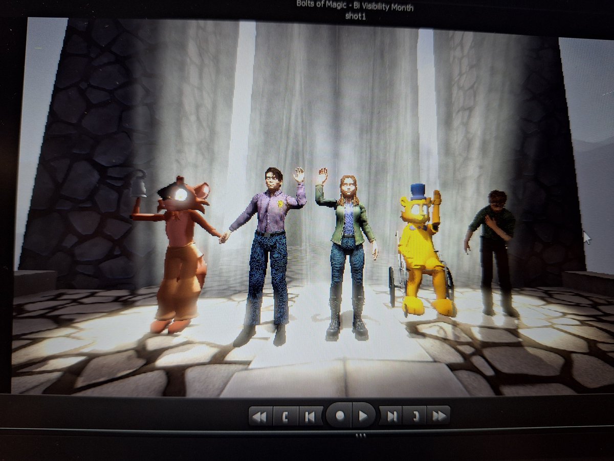 CalvinWayneFre1's tweet photo. Hey guys,
Happy Bi Visibility Month! With greetings from some of the bisexual cast members of my FNAF/ DND crossover story, Bolts of Magic.
#BiVisibilityMonth #FNAF #DnD #BoltsofMagic https://t.co/uzX9h30d7D