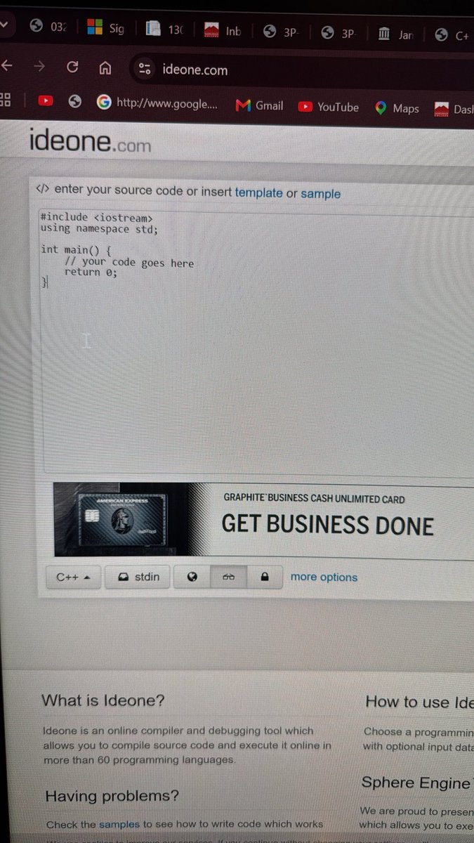 zabd444's tweet photo. Hello @CarlArgila I am having trouble with IDEOne for #CS1A in the way my source code box is not showing any line numbers. It only does this when I sign in to the website with my credentials and I am unsure of how to fix it. Any suggestions on what I should do? https://t.co/pj7yjNmEXW