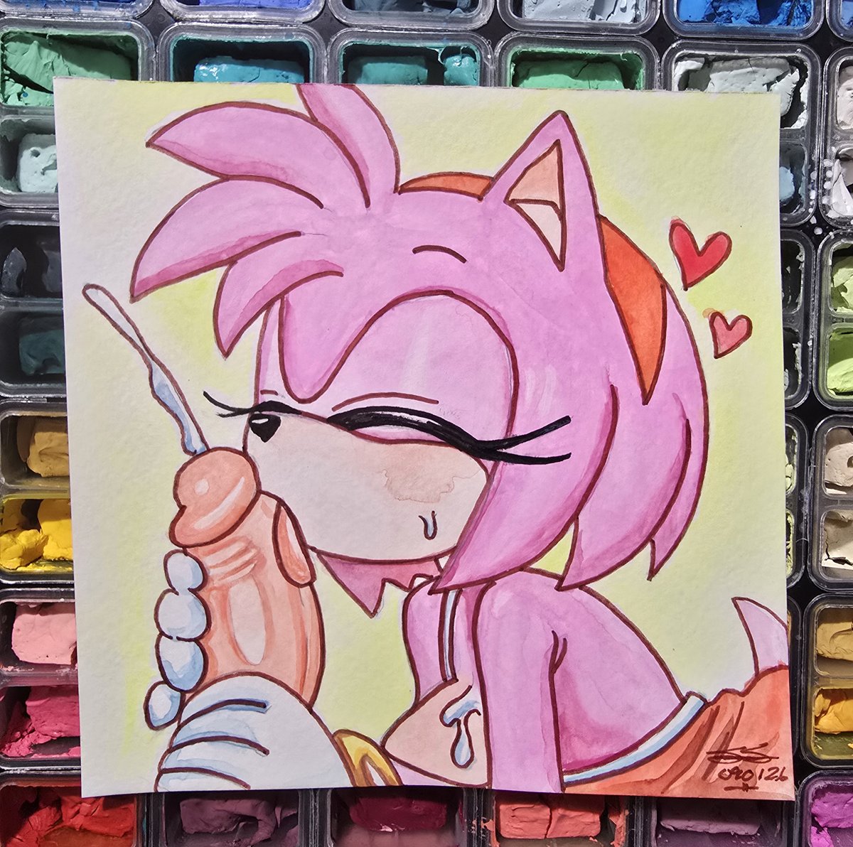 Dotz2022's tweet photo. My 1st Gouache painting. Gouache is a lil weird and this took quite a while to complete but I love the look. What do you think foe a 1st try? Hope you like it!
#AmyRose #Sonicthehedgehog #Blaze #Whisperthewolf #Rouge #Meowscarada #pokemon #nsfwtwtًً #OCㅤㅤ #WavetheSwallow #Lanolinthesheep #Tanglethelemur #TikaltheEchidna #Vanillatherabbit #SurgetheTenrec #StickstheBadger #Gouache