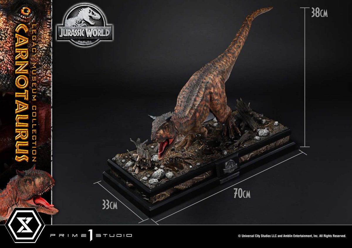 Prime1Studio's tweet photo. ＼🌋本日予約開始����／

頭部に突き出る太い角、棘状の突起、
絶大なインパクトを誇る人気恐竜を忠実に再現——。

映画『ジュラシック・ワールド／炎の王国』より
「カルノタウルス」が登場🔥

DXボーナス版には、オーウェン・グレイディが付属。

■ご予約はこちら
https://t.co/giGrTbwfsh

#ジュラシックワールド
#JurassicWorld #Prime1Studio
