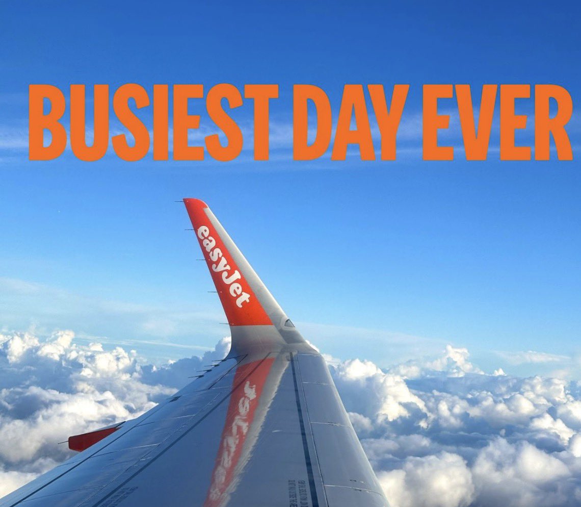 Gate7aviation's tweet photo. 🗺️✈️Easyjet a connu le 31 août le jour le plus chargé de son histoire avec 340 000 passagers sur tout le réseau dont 196 000 passagers voyageant depuis et vers les aéroports britanniques de la compagnie.
@easyJet #busiestday #AviationNews https://t.co/Xe9LwkpjeH