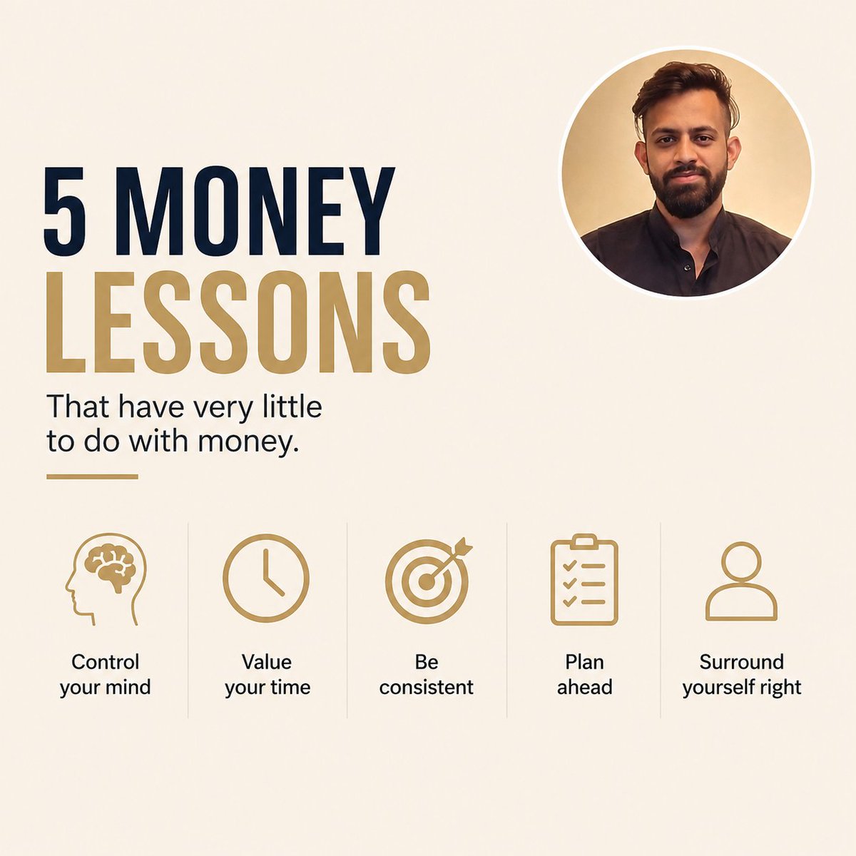 Finance_Bareek's tweet photo. 5 money lessons that have very little to do with money.
Because building wealth isn’t only about earning more.
A lot of it comes down to the decisions made with the money already earned.🧵👇🏻
#PersonalFinance #WealthBuilding #MoneyLessons #FinancialPlanning https://t.co/sMCMbHcPM9