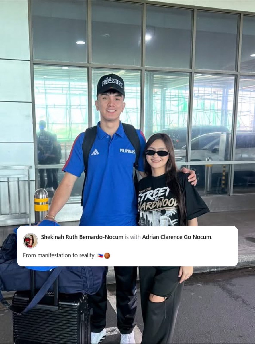 OneSportsPHL's tweet photo. 'FROM MANIFESTATION TO REALITY' 🇵🇭💙

Adrian Nocum’s wife, Shekinah Ruth, shares a touching message ahead of her husband's Gilas Pilipinas opportunity taking a look back on their long-distance relationship journey during the pandemic while celebrating Adrian’s chance at the national team in the Asian Games. She said that they manifested this moment and expressed her joy in seeing him chase his dream of representing the country.

Cignal is the official broadcaster of the 20th Asian Games Aichi-Nagoya 2026. Watch the action across all Cignal platforms from September 10 to October 4!

#AichiNagoya2026 #20thAsianGames #GilasPilipinas #LabanNgPinoy

📸 Facebook | Shekinah Ruth Bernardo-Nocum