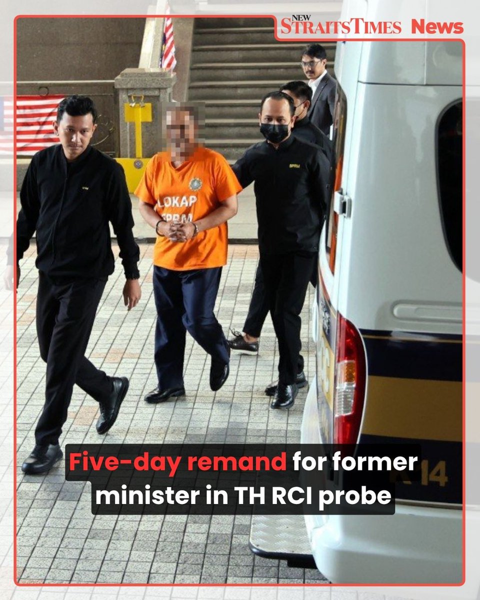 NST_Online's tweet photo. #NSTnation A former minister in his 60s has been remanded for five days at the Putrajaya magistrate’s court over a #MACC probe into Tabung Haji’s #RCI findings. He was arrested after giving a statement on hotel leasing in Saudi Arabia. #TH
https://t.co/1vARaXm8sK https://t.co/TErSy5rNde