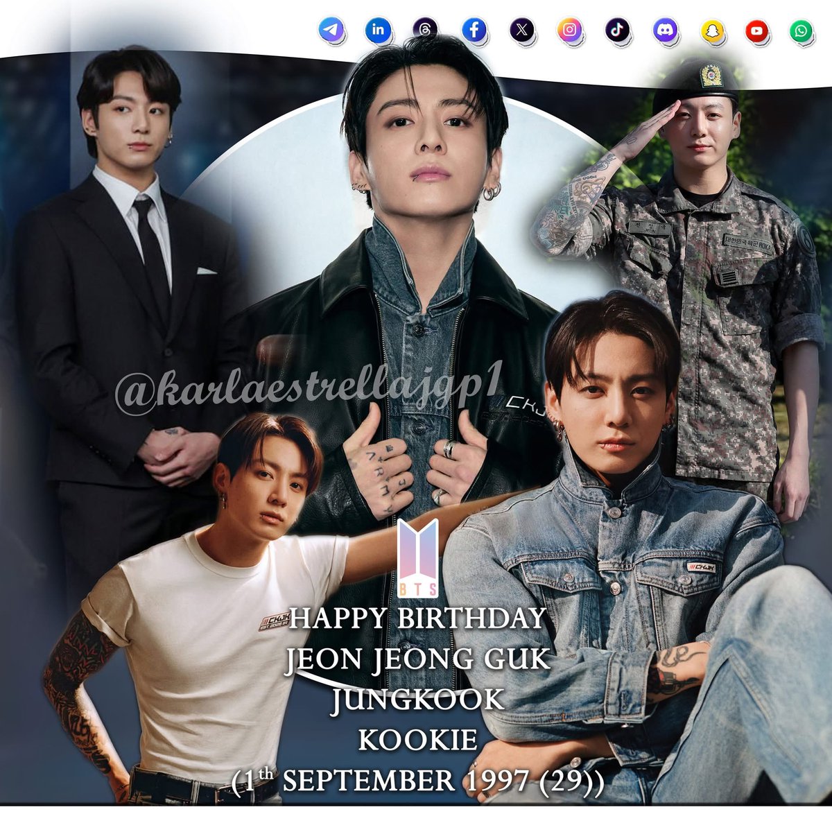 karlaestrellajg's tweet photo. Happy birthday to the youngest member of BTS, Jungkook, the maknae 🐰 🐇 🥕. #bts #btsarmy #army #jungkook #maknaejk @Jungkoo_gukkk97 https://t.co/OHwzcKh2T7