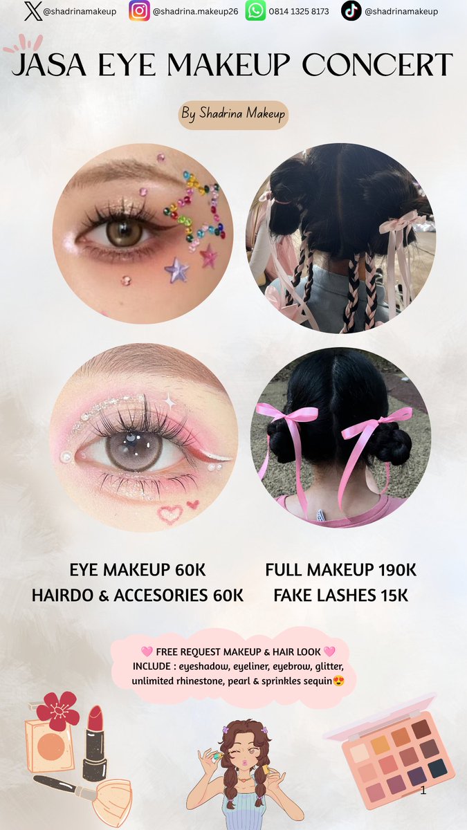 ShadrinaMakeup's tweet photo. Jasa eye makeup T.O.P PRE-STUDIO in Jakarta 2026

https://t.co/3AZT0TaOh4

✨ eye makeup free request (INCLUDE ALL) 60K
✨ full  makeup 190K
✨ hairdo 60K

Wts wtb wtt jasa eye makeup bigbang T.O.P kpop jasa war tiket trip kpop https://t.co/YzMZFR9pKU