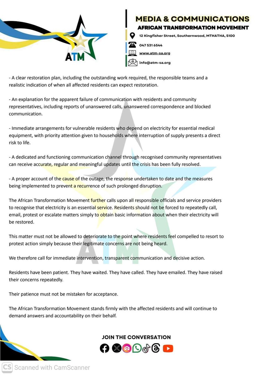 PriyaRanchod's tweet photo. @CityPowerJhb. Despite Acting CEO Charles Tlouane promising a response to our 12 August 2026 formal letter, Lenasia residents remain ignored. This ongoing silence proves communities are taken for granted. CP refuses to be accountable. @ZungulaVuyo
@ZamaNtshona @ATMovement_SA https://t.co/PZXSTlmPye