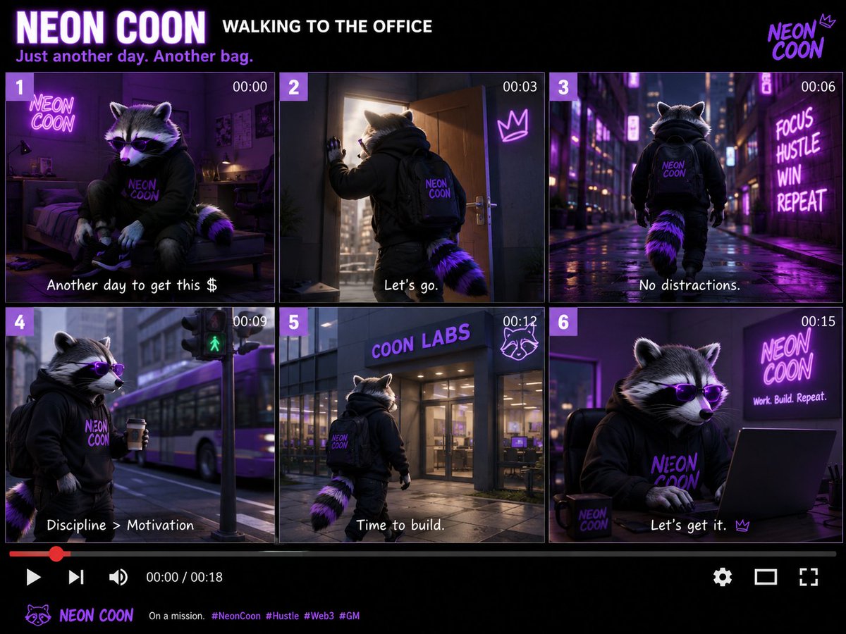 Bigramzeei's tweet photo. GM Neon Coon Fam 🦝💜

New day. Same mission.

The Coon is already on the way to the office. 🏢⚡

Build. Hustle. Repeat.

Let’s cook today. 🔥

#NeonCoon #GM
@Neoncoon10304 https://t.co/6P1KRQIIh8