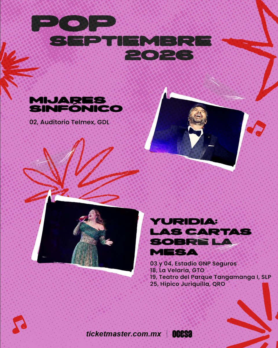 ocesa_pop's tweet photo. ¡¡Conoce nuestros eventos de septiembre!! https://t.co/4JbkxA1Ry9