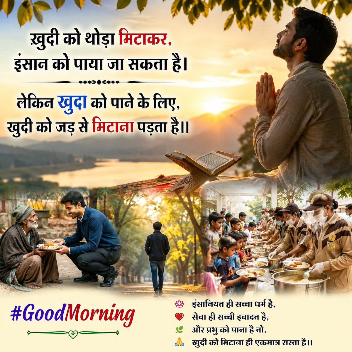 DeepakArora83's tweet photo. ख़ुदी को थोड़ा मिटाकर, इंसान को पाया जा सकता है। 
लेकिन खुदा को पाने के लिए, खुदी को जड़ से मिटाना पड़ता है।।
#GoodMorning
#WednesdayWisdom https://t.co/auDYTpRTzo
