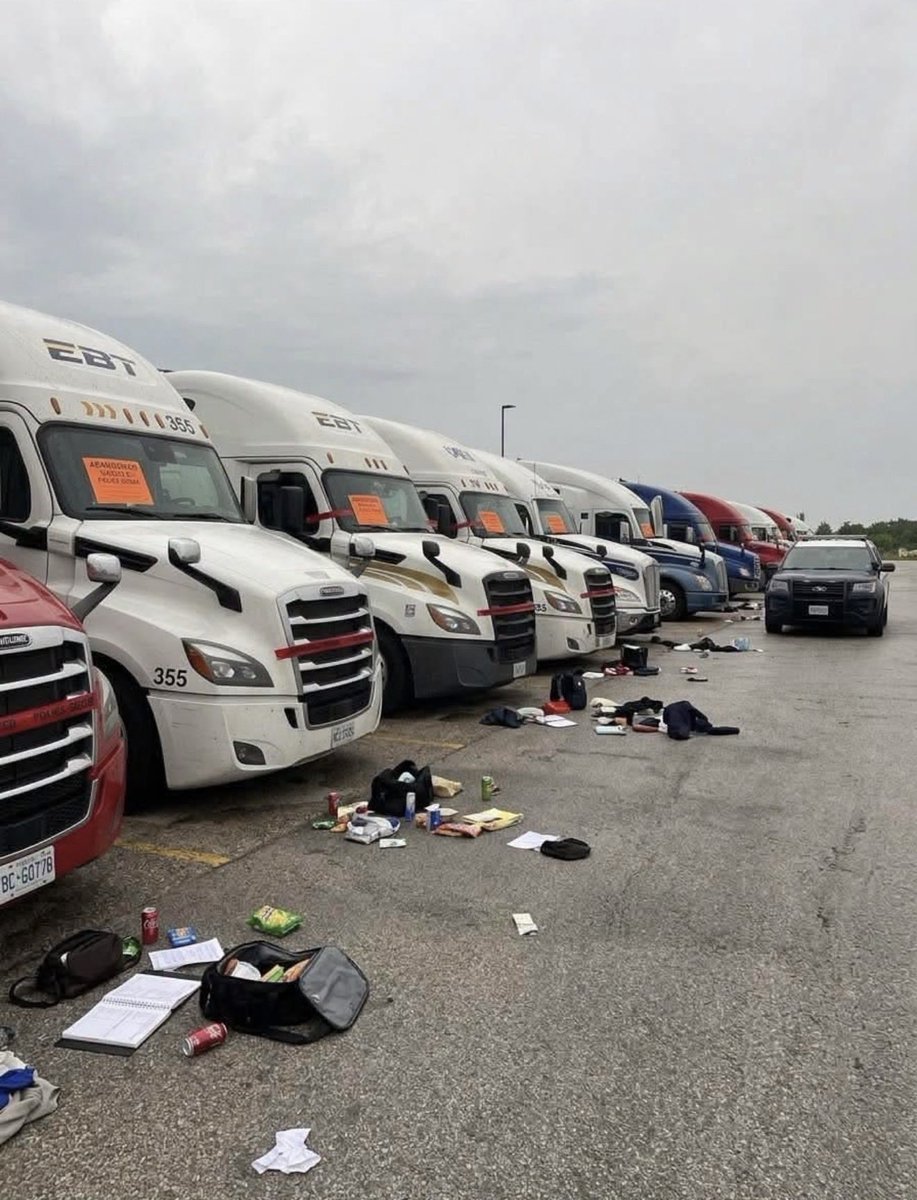 FBAGoddess444's tweet photo. 86 truck drivers were ARRESTED and trucks were left abandoned in just 3 days during a massive federal trucking crackdown by Donald Trump. 60 Operation Highway Shield hit Illinois, Indiana, lowa and Ohio, with federal inspectors targeting unqualified drivers, unsafe trucks and alleged CDL fraud. Authorities say the operation resulted in roughly 766 out-of-service orders and 86 truck driver arrests. 

This isn't slowing down. Federal officials say more than 26,000 drivers have been placed out of service for English-language violations, thousands of allegedly fraudulent CDL schools have been shut down, and more than 30,000 improperly issued CDLs have been revoked.