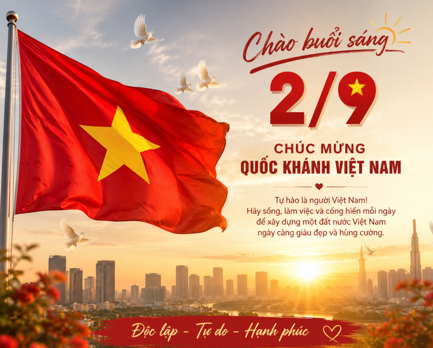 giabao7666's tweet photo. Sáng nay thức dậy thấy cờ đỏ sao vàng tung bay khắp nơi tự nhiên thấy trong lòng có một cảm giác rất đặc biệt.

Ngày Quốc khánh không chỉ là một ngày nghỉ, mà còn là dịp để chúng ta nhớ rằng được sống trong hòa bình, được tự do theo đuổi ước mơ và được gọi hai tiếng Việt Nam đã là một điều rất đáng tự hào. ❤️

Chúc mọi người một ngày 2/9 thật vui, thật bình an.
Ăn ngon, chơi vui, nghỉ ngơi thật đã… rồi mai lại tiếp tục chiến đấu với cuộc đời 😂

🇻🇳 Chào buổi sáng! Chúc mừng Quốc khánh 2/9!