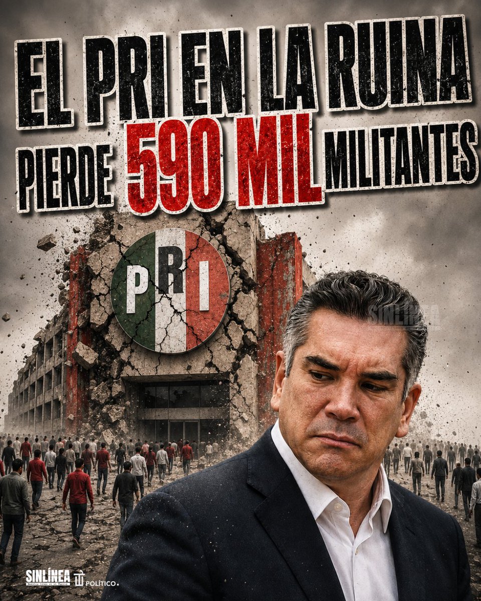 SinLinea_Mx's tweet photo. 🚨 ¡EL PRI EN LA RUINA!

Con Alito Moreno al frente, el PRI perdió 590 mil militantes en apenas tres años y dejó de tener la presencia mínima requerida en seis entidades: pasó de 31 a solo 25 estados.

Prometió dirigir al partido… y terminó administrando su liquidación. 📉

No es una desbandada: es una fuga masiva de un partido que se desmorona con Alito.

#PRI #AlitoMoreno #Morena #PolíticaMexicana #SinLínea